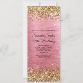 Gouden Glitter Roze Geborstelde Folie 50ste Verjaa Kaart (Voorkant)