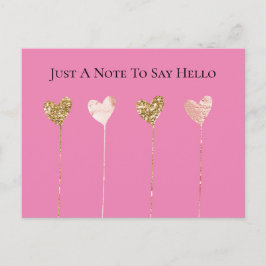 Gouden Glitter Roze Glam Hart Snoeren Verjaardag Briefkaart