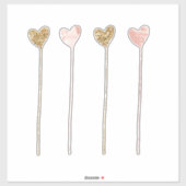 Gouden Glitter Roze Glam Hart Strings Sticker (Vel)
