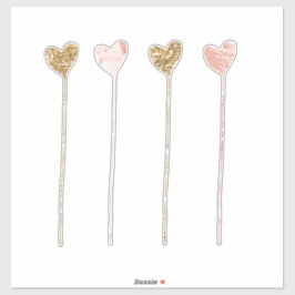 Gouden Glitter Roze Glam Hart Strings Sticker