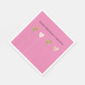 Gouden Glitter Roze Glam Hart Strings Verjaardag Servet (Hoek)