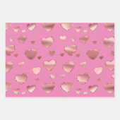 Gouden Glitter Roze Glam Harten Strings Inpakpapier Vel (Voorkant 2)