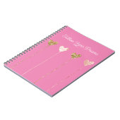 Gouden Glitter Roze Glam Harten Strings Notitieboek (Linkerzijde)