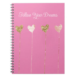 Gouden Glitter Roze Glam Harten Strings Notitieboek