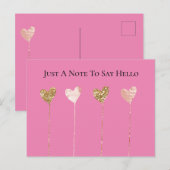 Gouden Glitter Roze Glam Hartslagen Verjaardag Briefkaart (Voorkant / Achterkant)