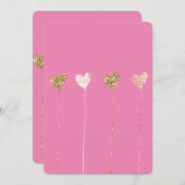 Gouden glitter roze glam hartslagen verjaardag kaart (Voorkant / Achterkant)