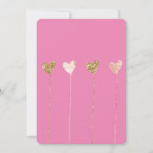 Gouden glitter roze glam hartslagen verjaardag kaart (Voorkant)
