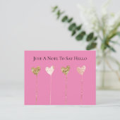 Gouden glitter roze glamour hartslingers verjaarda briefkaart (Staand voorkant)