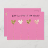 Gouden glitter roze glamour hartslingers verjaarda briefkaart (Voorkant / Achterkant)