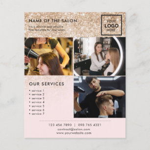 Gouden Glitter Roze Marketing Foto Flyer voor Salo