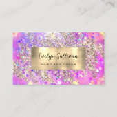 Gouden glitter roze opaal visitekaartje (Voorkant)