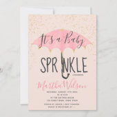 Gouden glitter roze paraplu chique baby sprinkle kaart (Voorkant)