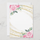 Gouden Glitter Roze Roos 20e Verjaardag Kaart (Achterkant)
