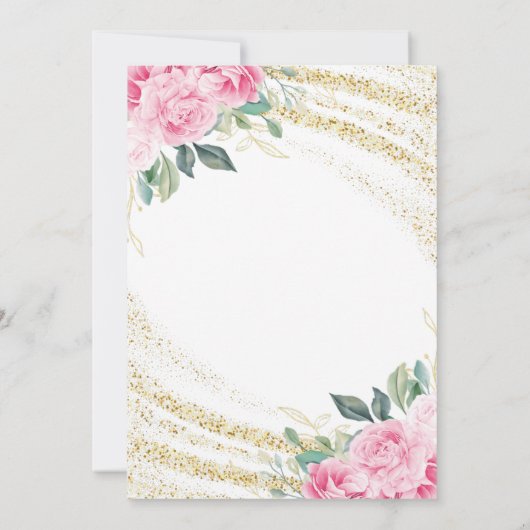 Gouden Glitter Roze Roos 20e Verjaardag Kaart (Achterkant)