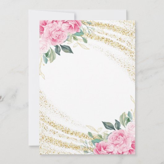 Gouden Glitter Roze Rose Zoet Zestien 16 Verjaarda Kaart (Achterkant)