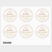 Gouden Glitter Roze Royal Princess Baby shower Ronde Sticker (Vel)