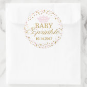 Gouden Glitter Roze Royal Princess Baby shower Ronde Sticker (Tas)