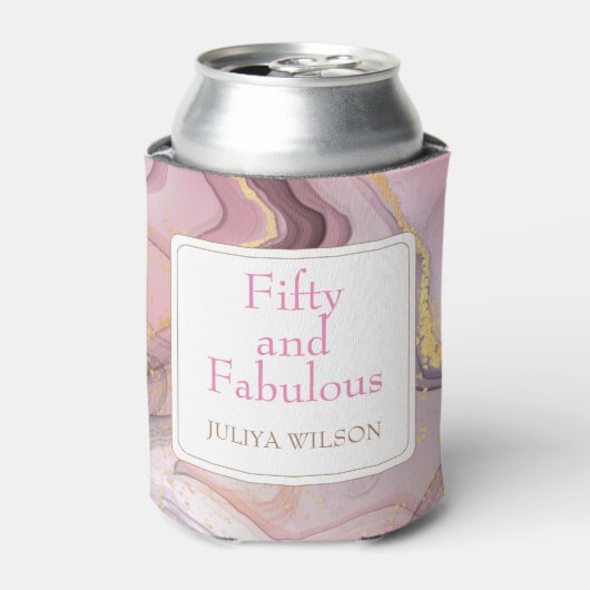 Gouden glitter roze verjaardagsfeestje blikjeskoeler (Blikje Voorkant)