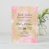 Gouden glitter roze waterverf script Sweet 16 Kaart (Staand voorkant)