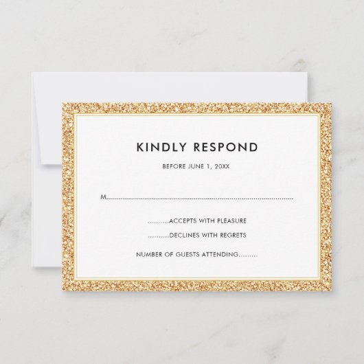 Gouden Glitter | RSVP Kaartje (Voorkant)