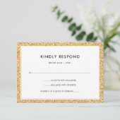 Gouden Glitter | RSVP Kaartje (Staand voorkant)