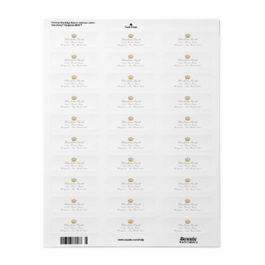 Gouden Glitter RSVP Kroonprinses Bruids Wit Etiket (Full Sheet)