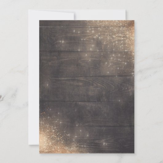 Gouden Glitter | Rustiek land bloemenbruiloft Kaart (Achterkant)