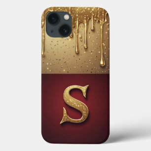 💎 Gouden Glitter S Monogram Met Druppelende Custo Case-Mate iPhone Case