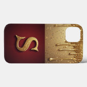 💎 Gouden Glitter S Monogram Met Druppelende Custo Case-Mate iPhone Case (Achterkant (horizontaal))