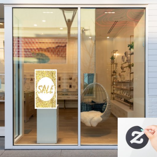 Gouden Glitter SALE Sign Venster Cling Raamsticker (Winkelraam)