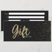 Gouden Glitter Salon Winkel Zakelijke Cadeaubon (Voorkant / Achterkant)