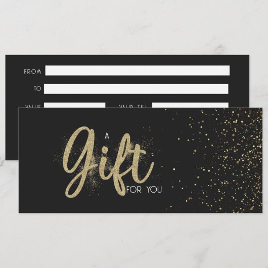 Gouden Glitter Salon Winkel Zakelijke Cadeaubon (Voorkant / Achterkant)