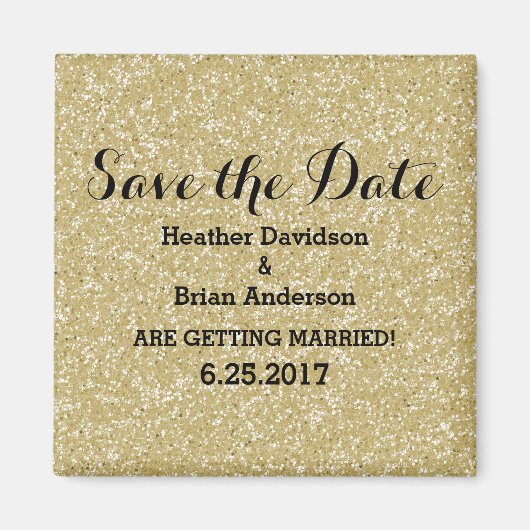 Gouden Glitter Save the Date Magnet (Voorkant)