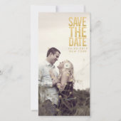 Gouden Glitter Save the Date Typografie Fotokaarte (Voorkant)