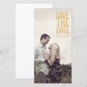 Gouden Glitter Save the Date Typografie Fotokaarte (Voorkant / Achterkant)
