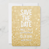 Gouden Glitter Save the Date Typografie Kaart (Achterkant)