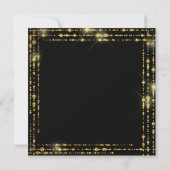 Gouden Glitter Save the date Zwarte Uitnodiging (Achterkant)