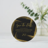 Gouden Glitter Save the date Zwarte Uitnodiging (Staand voorkant)