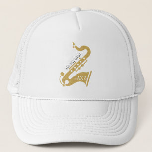 Gouden Glitter Saxofoon Illustratie Trucker Pet