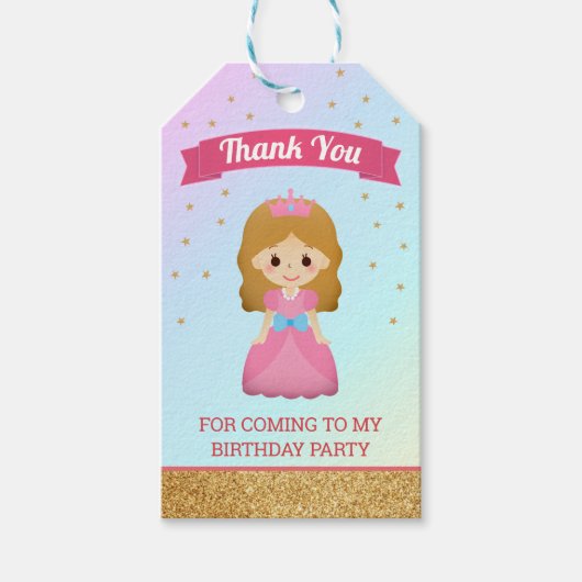 Gouden Glitter Schattige Kleine Prinses Verjaardag Cadeaulabel (Voorkant)