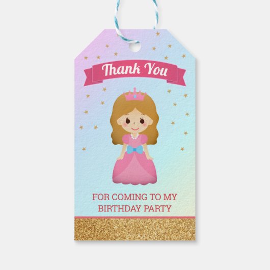 Gouden Glitter Schattige Kleine Prinses Verjaardag Cadeaulabel (Achterkant)