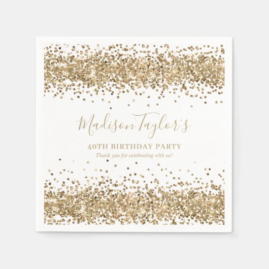 Gouden Glitter Schitter Confetti Chic Moderne Verj Servet (Voorkant)