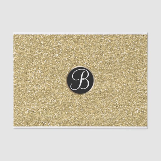 Gouden Glitter Schitter Glam Monogram Eerste Lette Tissuepapier (Voorkant)