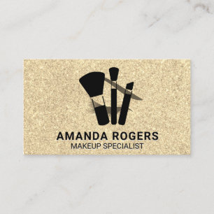 Gouden Glitter Schitter Glamour   Make-upkwasten Visitekaartje