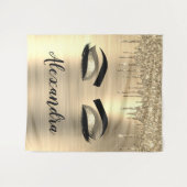 Gouden Glitter Schitter Wimpers Monogram Naam Wandkleed (Voorkant (horizontaal))