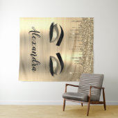 Gouden Glitter Schitter Wimpers Monogram Naam Wandkleed (In Situ (horizontaal))