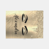 Gouden Glitter Schitterende Wimpers Monogram Naam Fleece Deken (Voorkant (Horizontaal))