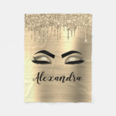 Gouden Glitter Schitterende Wimpers Monogram Naam Fleece Deken (Voorkant)
