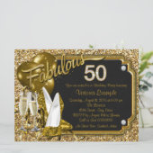 Gouden Glitter Schoenen Fabulous 50 Verjaardagsfee Kaart (Staand voorkant)