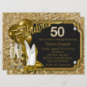 Gouden Glitter Schoenen Fabulous 50 Verjaardagsfee Kaart (Voorkant / Achterkant)